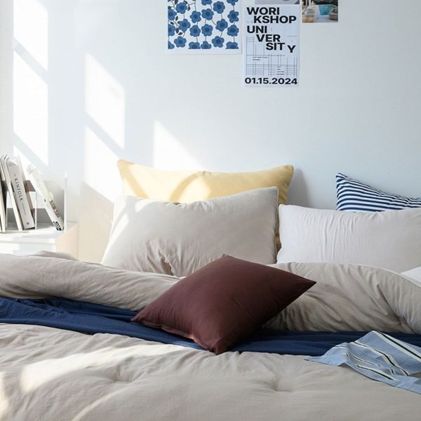 베이지 수플레 슈퍼싱글 차렵 이불 베개커버 세트