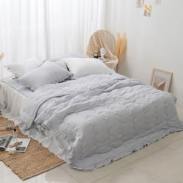 그레이 사각사각 슈퍼싱글 차렵 이불 베개커버 세트